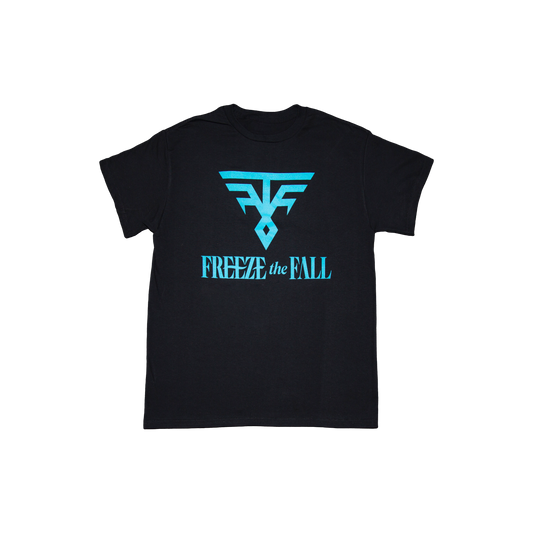 Black T-Shirt - Light Blue Logo